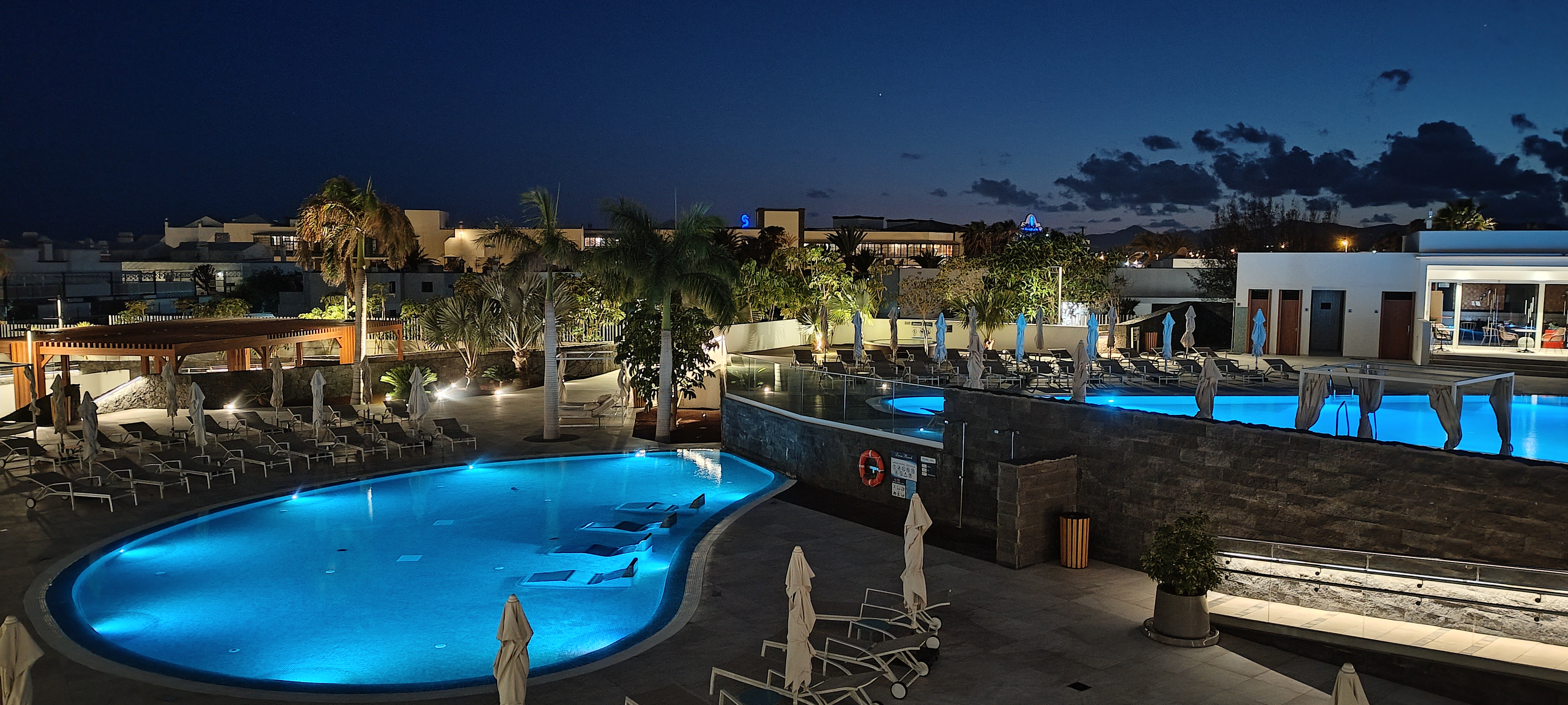 Hotel pools at night